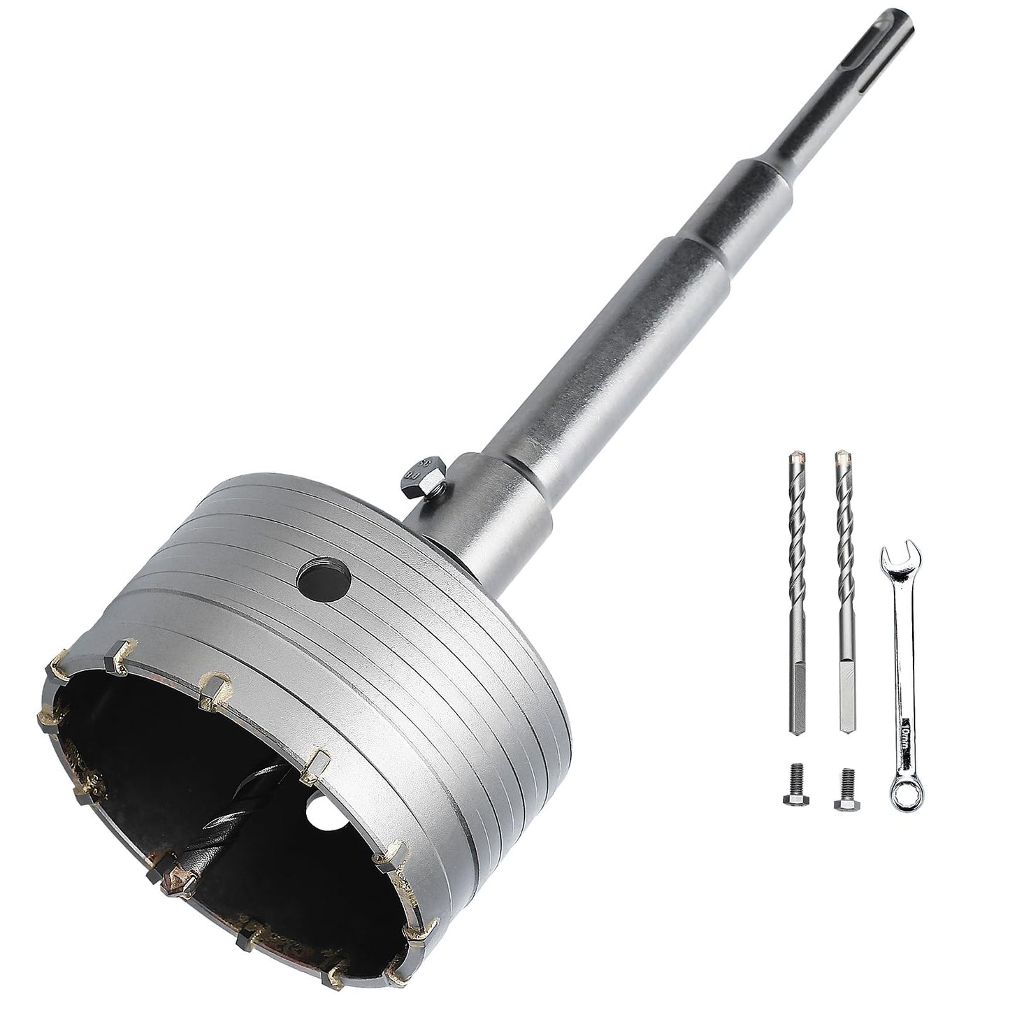 3 inch / 75mm Concrete Hole Saw with SDS Plus Shank Connecting Rod, 6.3mm Tungsten Carbide Tip for Concrete Cement Brick Wall