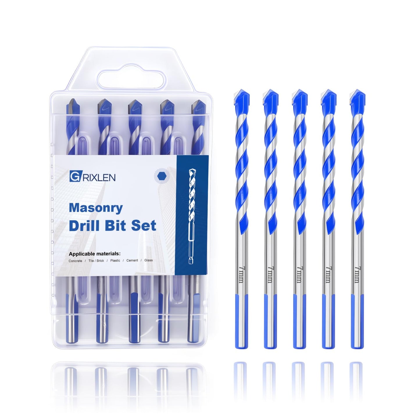 5 Pack 5/32" Masonry Drill Bit Set,Concrete Drill Bit Set,Concrete Drill Bits for Concrete, Tile,Brick, Cement,Glass (Hex Shank, 5/32 inch（ 5 Pack ）)