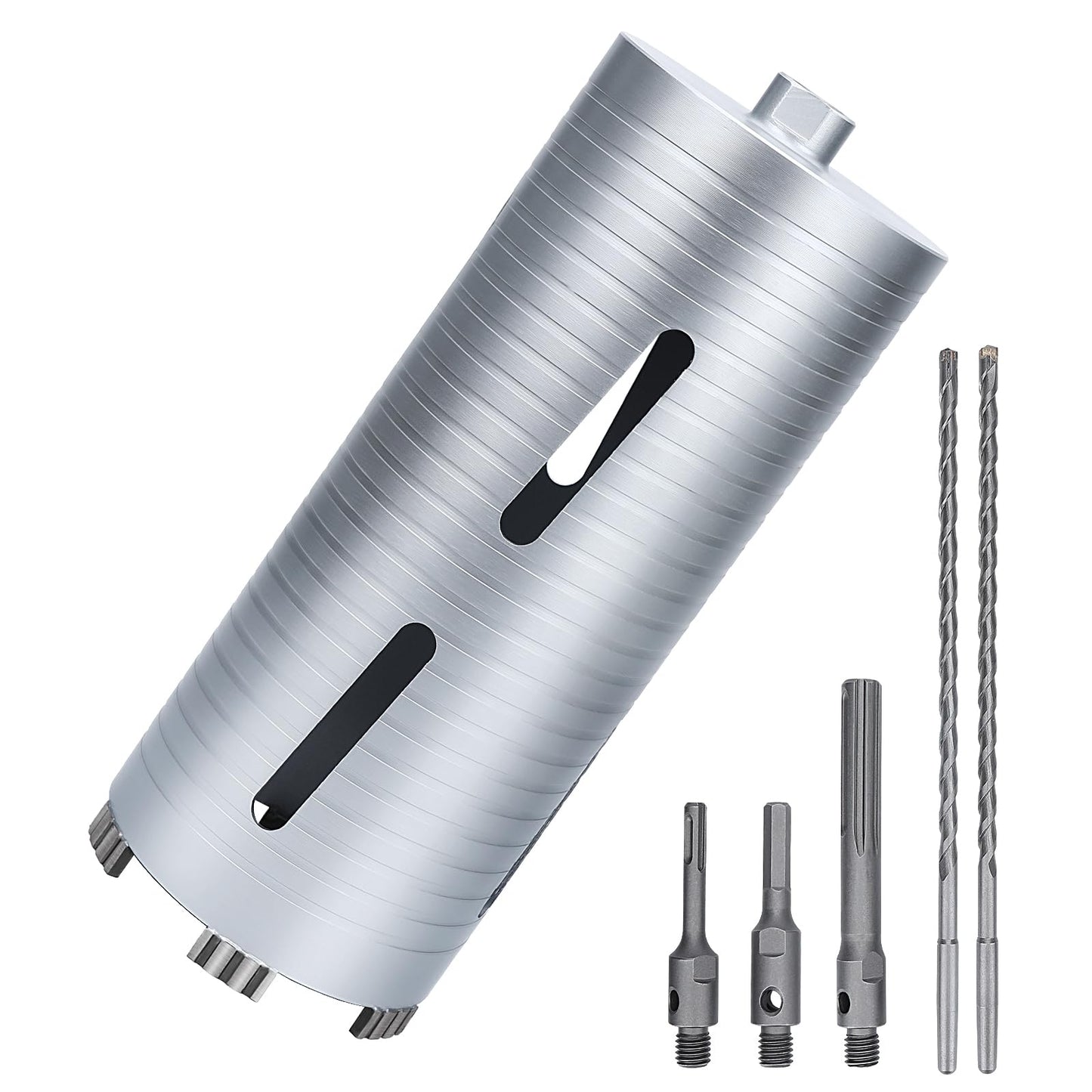 3 inch Diamond Dry Core Drill Bit, 10" Drilling Depth, 5/8"-11 Thread Core Drill Bit for Concrete Masonry Brick Block, Includes 3 Adapters SDS Plus, SDS Max and Hex (3 inch)
