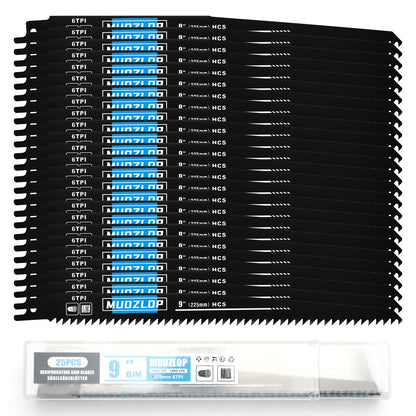 5er-Pack 9-Zoll-Säbelsägeblätter-Set, 6TPI-Sägeblätter aus Kohlenstoffstahl, Holzsägeblätter mit Organizer-Box (5, 6TPI/9 Zoll)