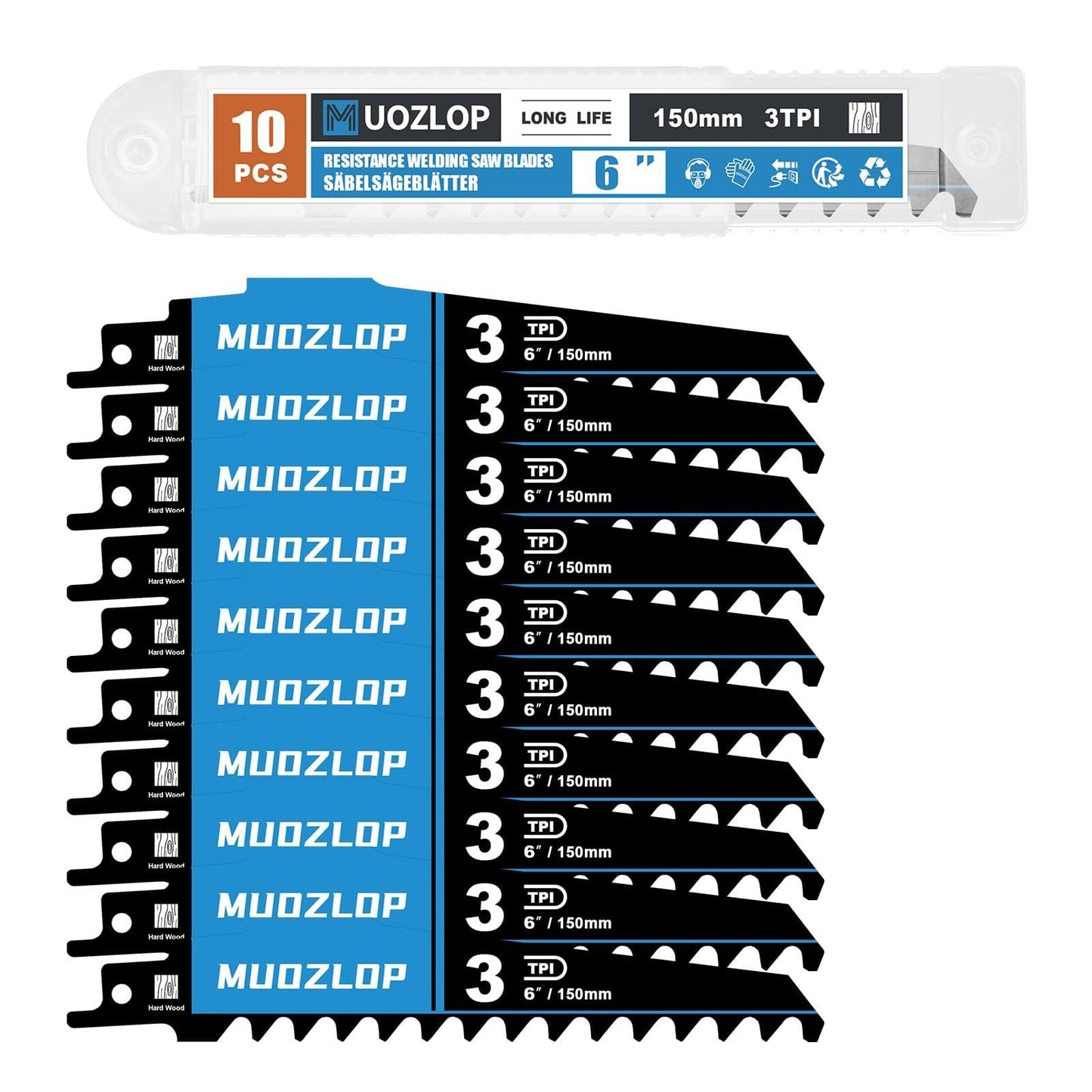 2 Pack 12 inch Reciprocating Saw Blades Set，3 TPI High Carbon Saw Blades for Wood Cutting ，Saw Blades with Organizer Case (2, 3T/12inch)