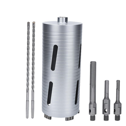 76 mm Diamant-Trockenbohrkrone, 254 mm Bohrtiefe, 5/8"-11 Gewinde Kernbohrer für Beton Mauerwerk Ziegelstein, inklusive 3 Adapter SDS Plus, SDS Max und Sechskant (76 mm)