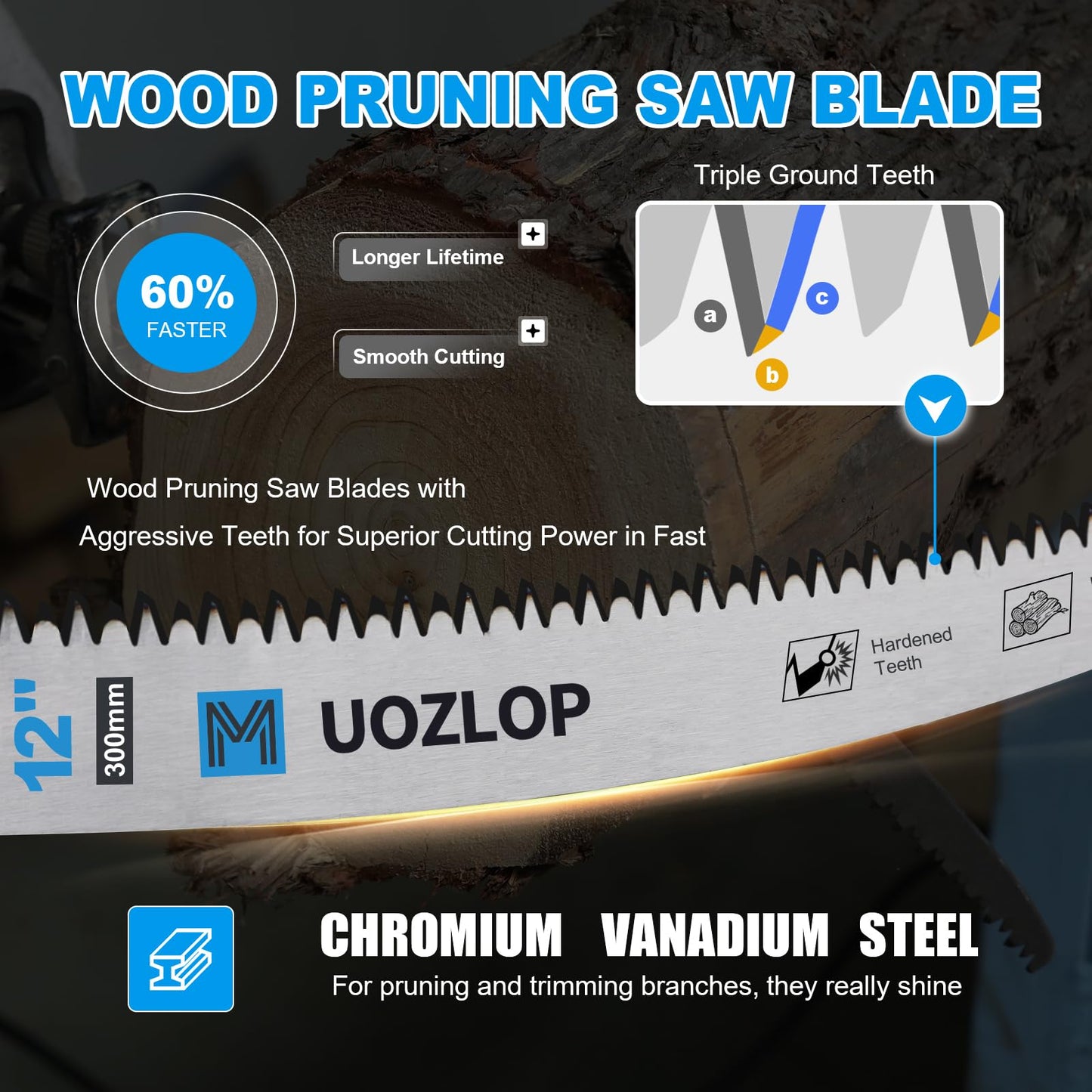 Wood Pruning Saw Blades, Japanese Teeth Reciprocating Saw Blade 5TPI for Tree Trimming, Wood Cutting with Storage Box (3, 1pcs12inch+1pcs15inch+1pcs16.5inch)