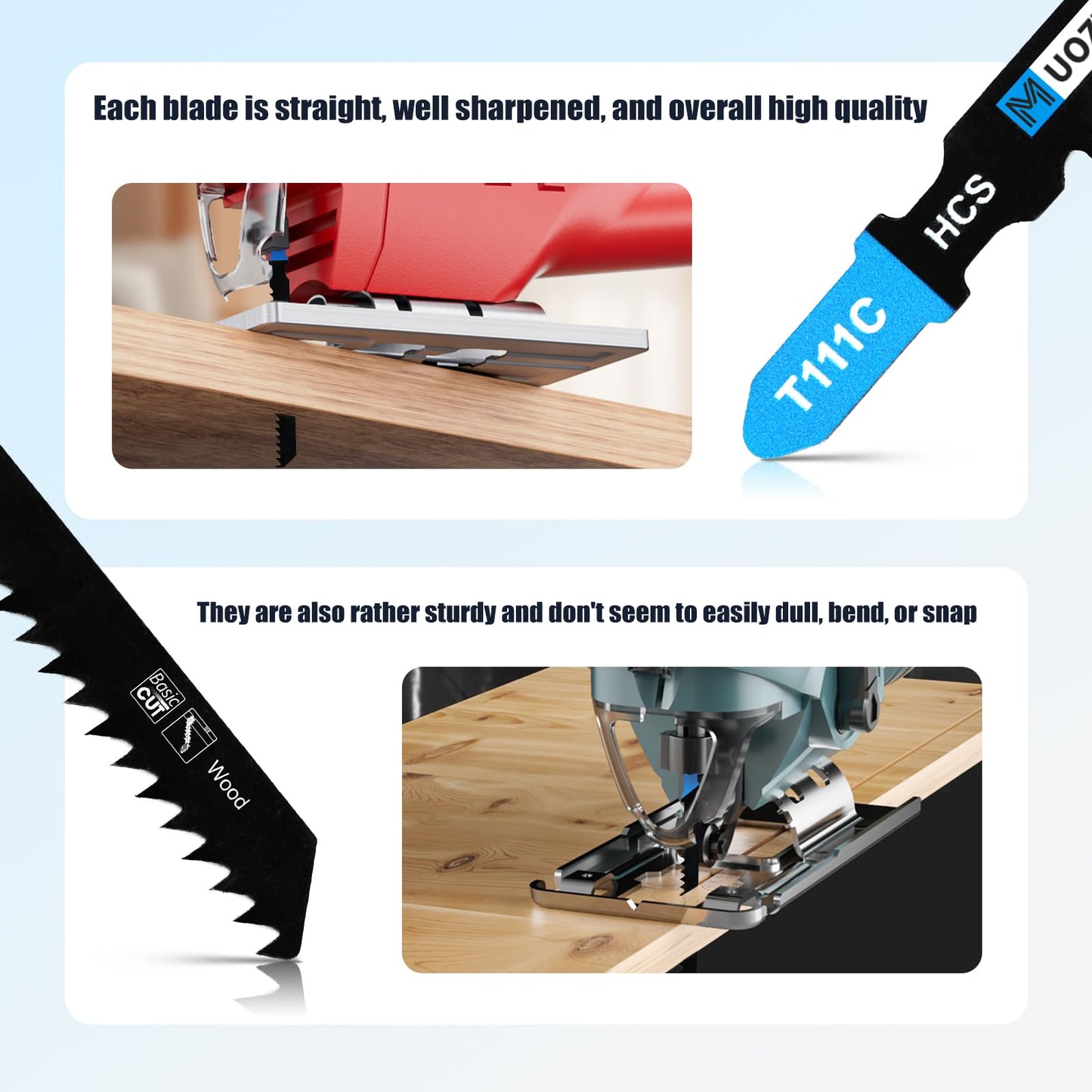 MUOZLOP20pcsT118A Jigsaw Blades，21TPI Jig Saw Blades with Storage Case,T-Shank jig Saw Blades for Metal Cutting (20pcsT118A)