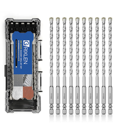 3er-Pack 1/4"(6mm) Sechskantschaft Hammerbohrer Steinbohrer, 110mm Länge Steinbohrer für Beton, Zement, Ziegel, Stein (3 Stück, 1/4" x 4.3" (6x110mm))