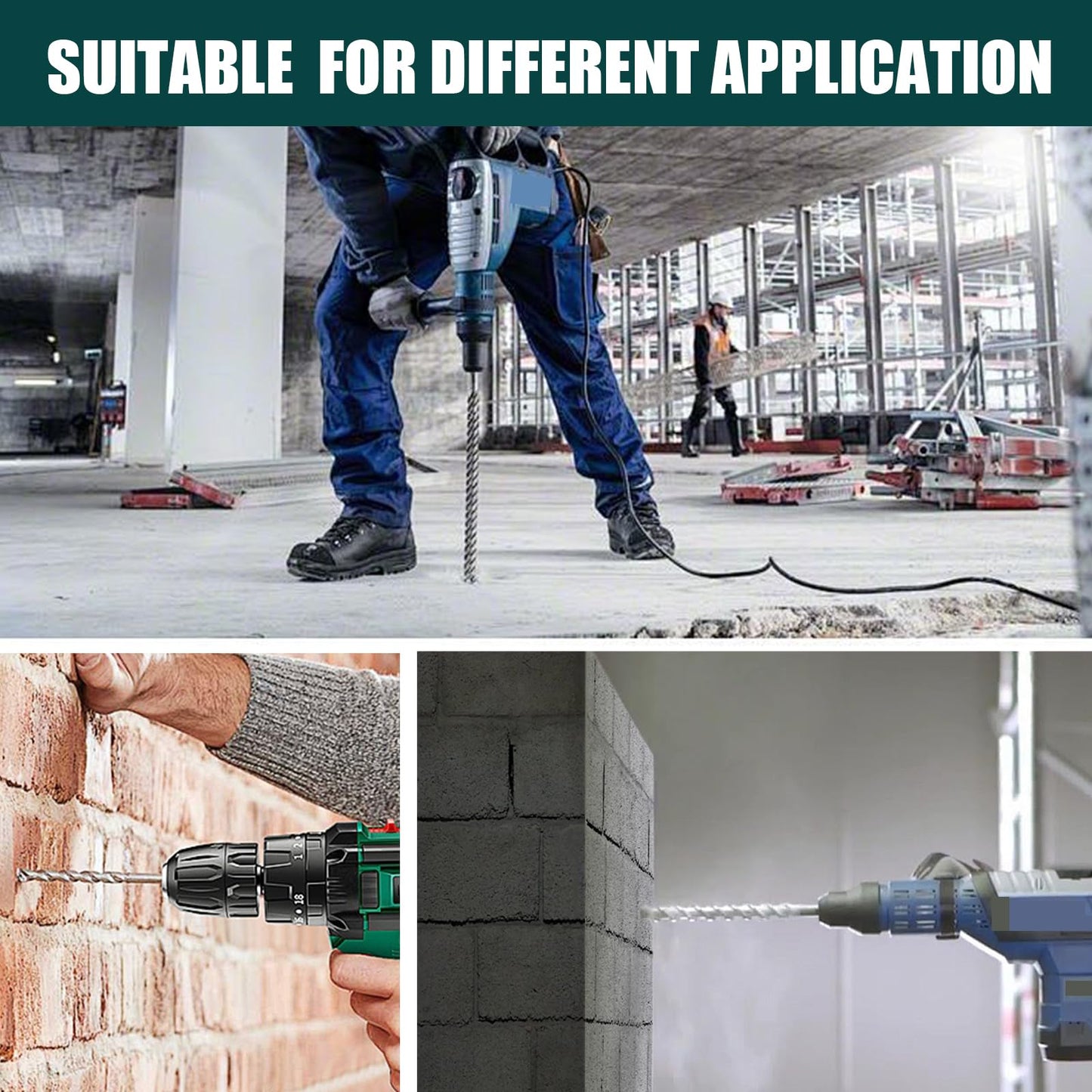 1/2" x 59" (12x1500mm) SDS Plus Rotary Hammer Drill Bit, Concrete Drill Bit, SDS Plus Masonry Drill Bit for Concrete, Brick, Cement (1/2"（ 12mm) Diameter, 59 inch Length