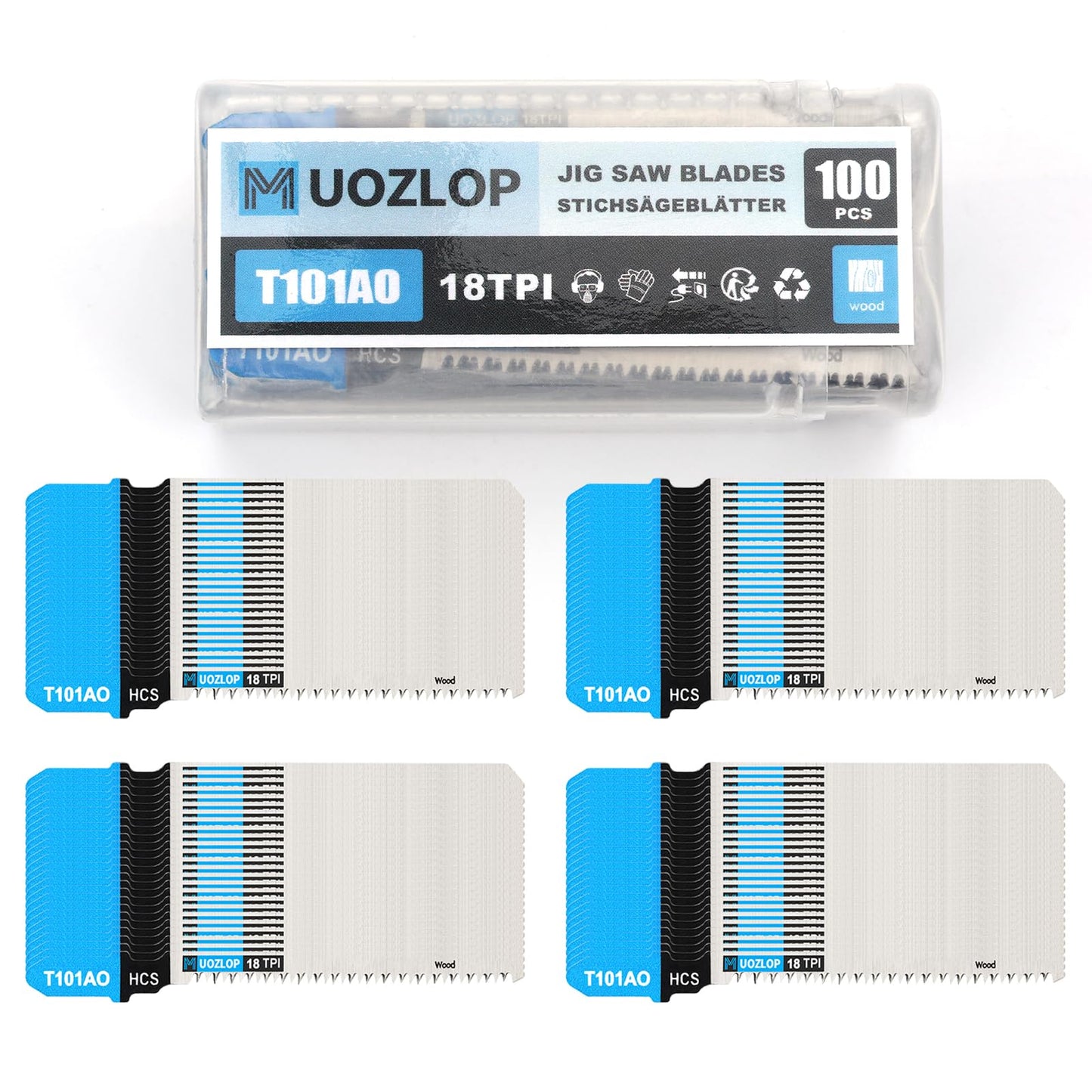 MUOZLOP20pcsT118A Jigsaw Blades，21TPI Jig Saw Blades with Storage Case,T-Shank jig Saw Blades for Metal Cutting (20pcsT118A)