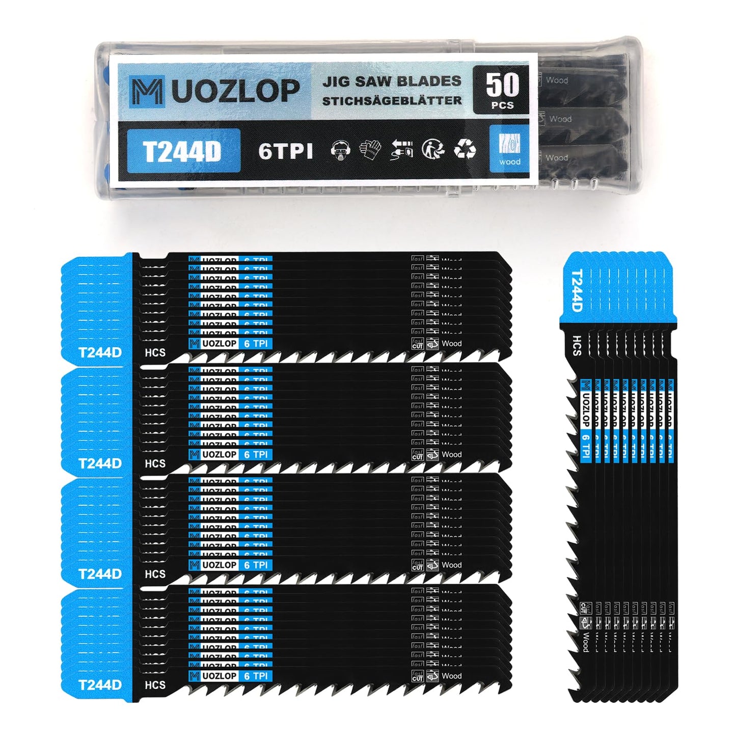 MUOZLOP20pcsT118A Jigsaw Blades，21TPI Jig Saw Blades with Storage Case,T-Shank jig Saw Blades for Metal Cutting (20pcsT118A)