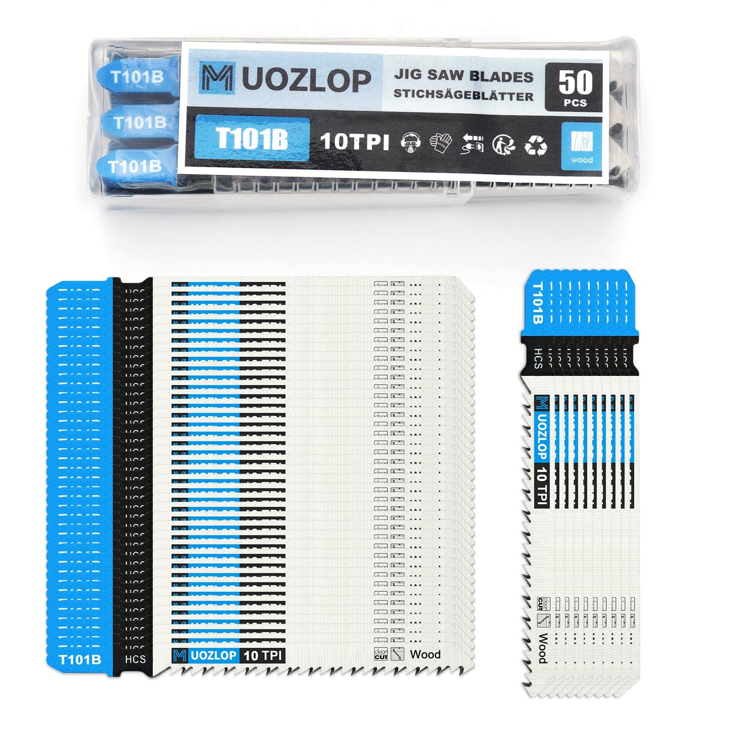 MUOZLOP20pcsT118A Jigsaw Blades，21TPI Jig Saw Blades with Storage Case,T-Shank jig Saw Blades for Metal Cutting (20pcsT118A)