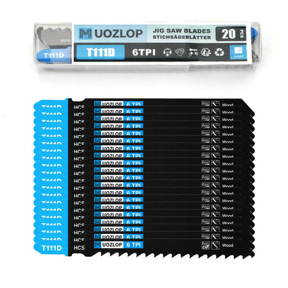 MUOZLOP 20tlg. Stichsägeblätter, 21TPI Stichsägeblätter mit Aufbewahrungsbox, T-Schaft Stichsägeblätter zum Metallschneiden (20tlg. T118A)