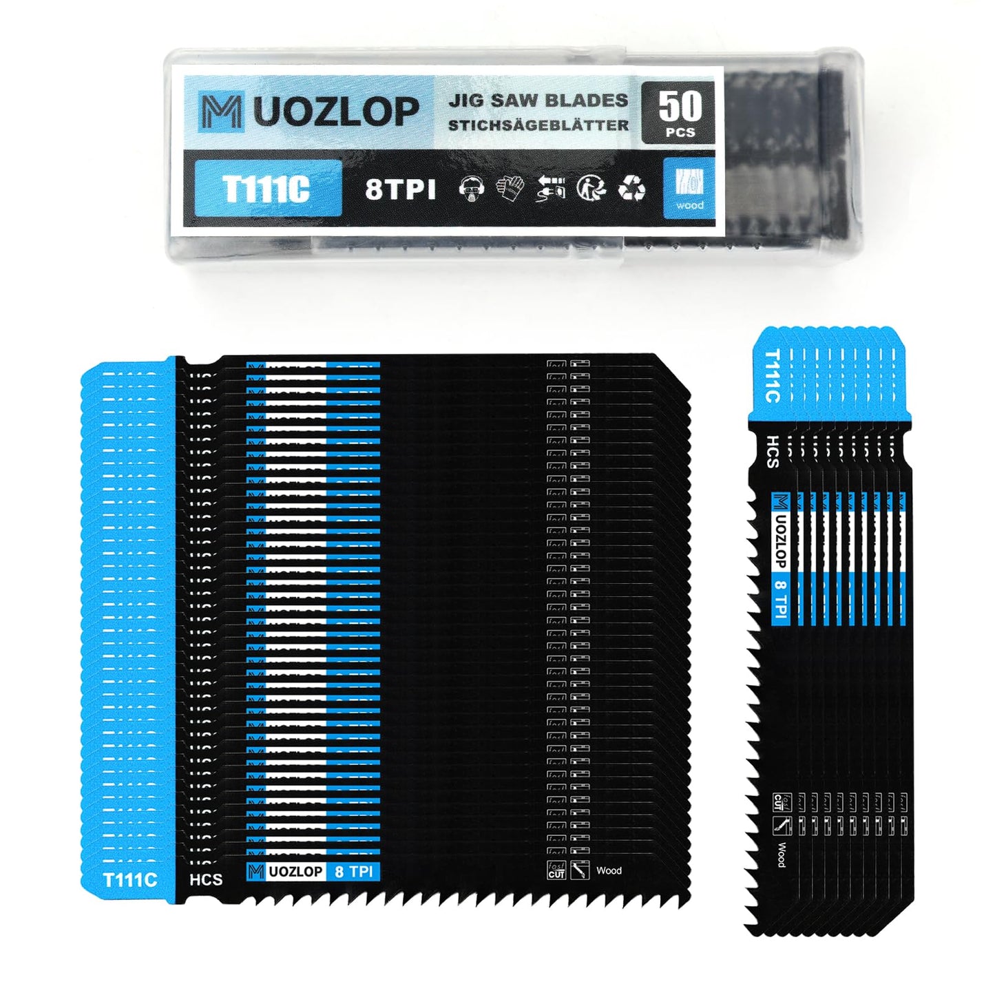 MUOZLOP20pcsT118A Jigsaw Blades，21TPI Jig Saw Blades with Storage Case,T-Shank jig Saw Blades for Metal Cutting (20pcsT118A)