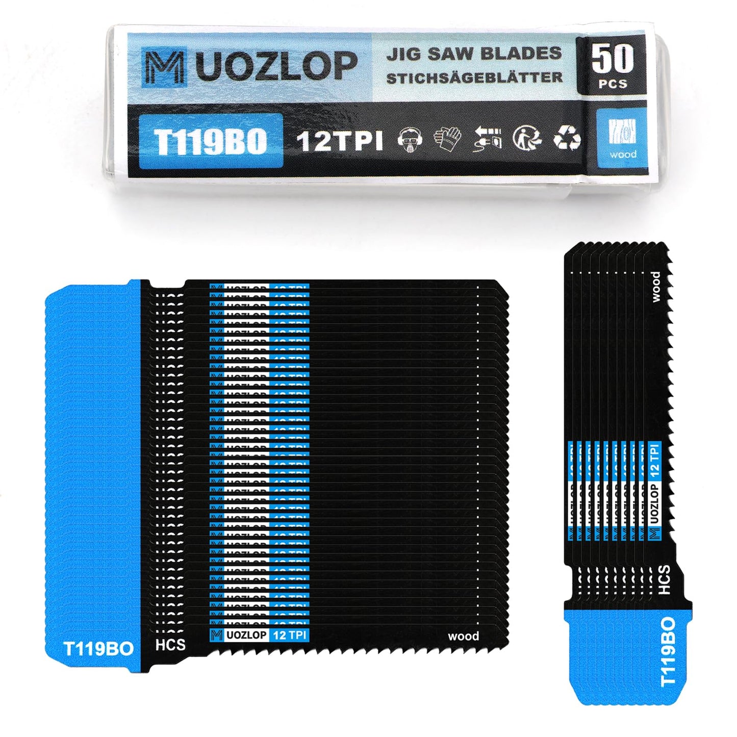 MUOZLOP20pcsT118A Jigsaw Blades，21TPI Jig Saw Blades with Storage Case,T-Shank jig Saw Blades for Metal Cutting (20pcsT118A)
