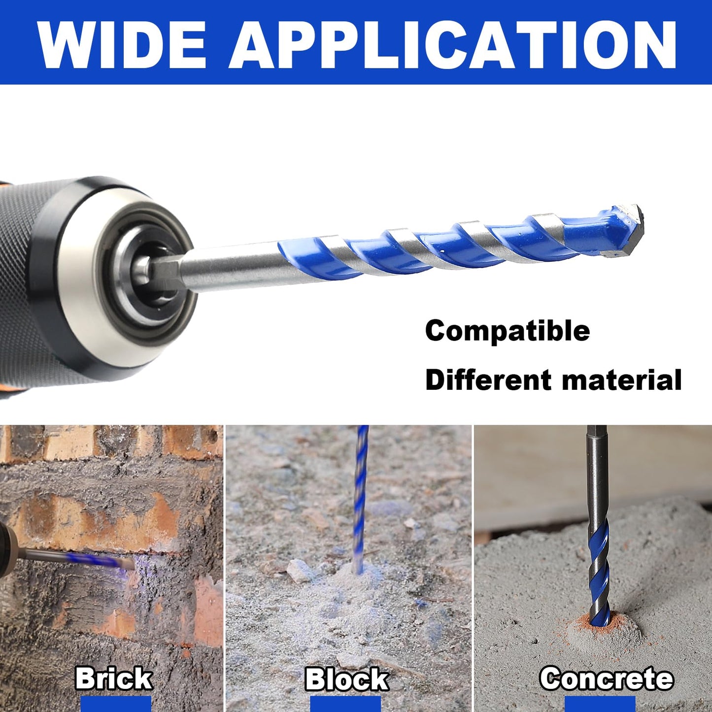 5 Pack 1/8 inch Masonry Drill Bit Set,Concrete Drill Bit Set with Hex Shank,Carbide Tip Drill Bits for Concrete, Cement, Tile,Brick, Plastic and Ceramic (1/8"（5 Pcs）)