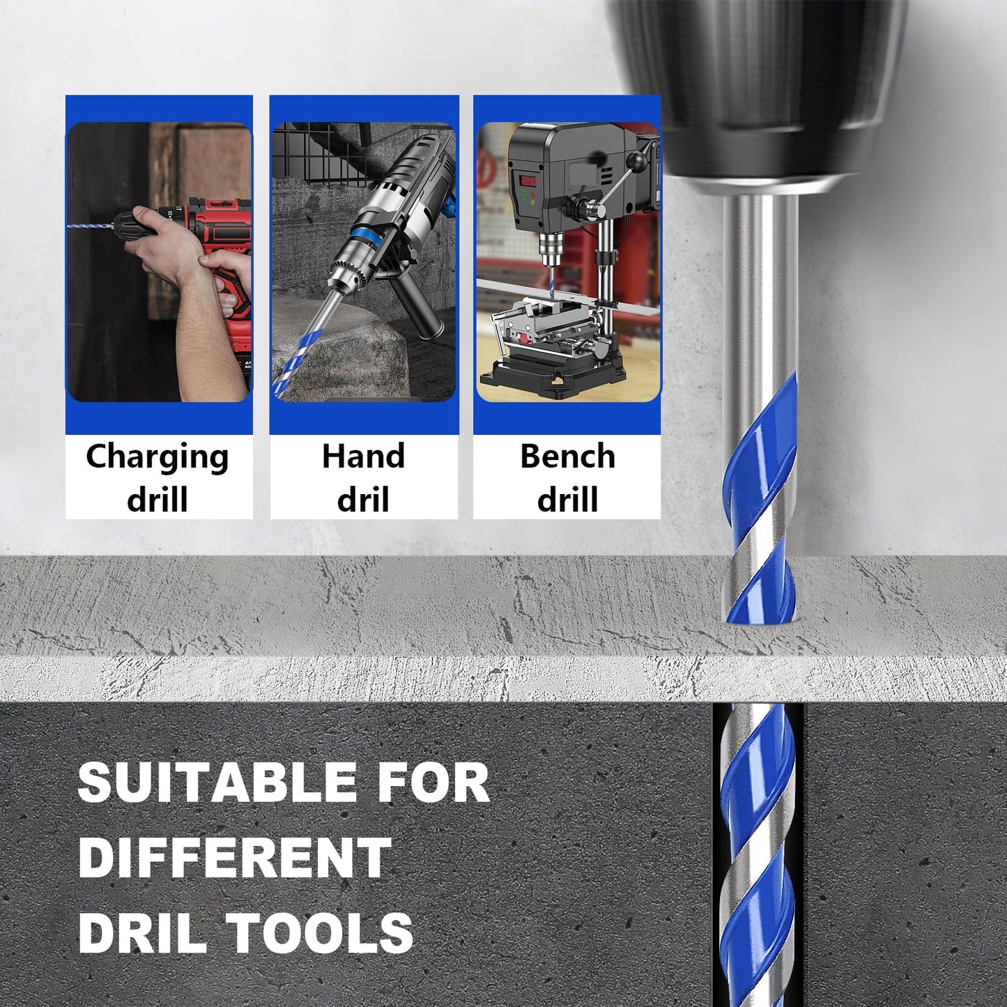 5 Pack 1/8 inch Masonry Drill Bit Set,Concrete Drill Bit Set with Hex Shank,Carbide Tip Drill Bits for Concrete, Cement, Tile,Brick, Plastic and Ceramic (1/8"（5 Pcs）)