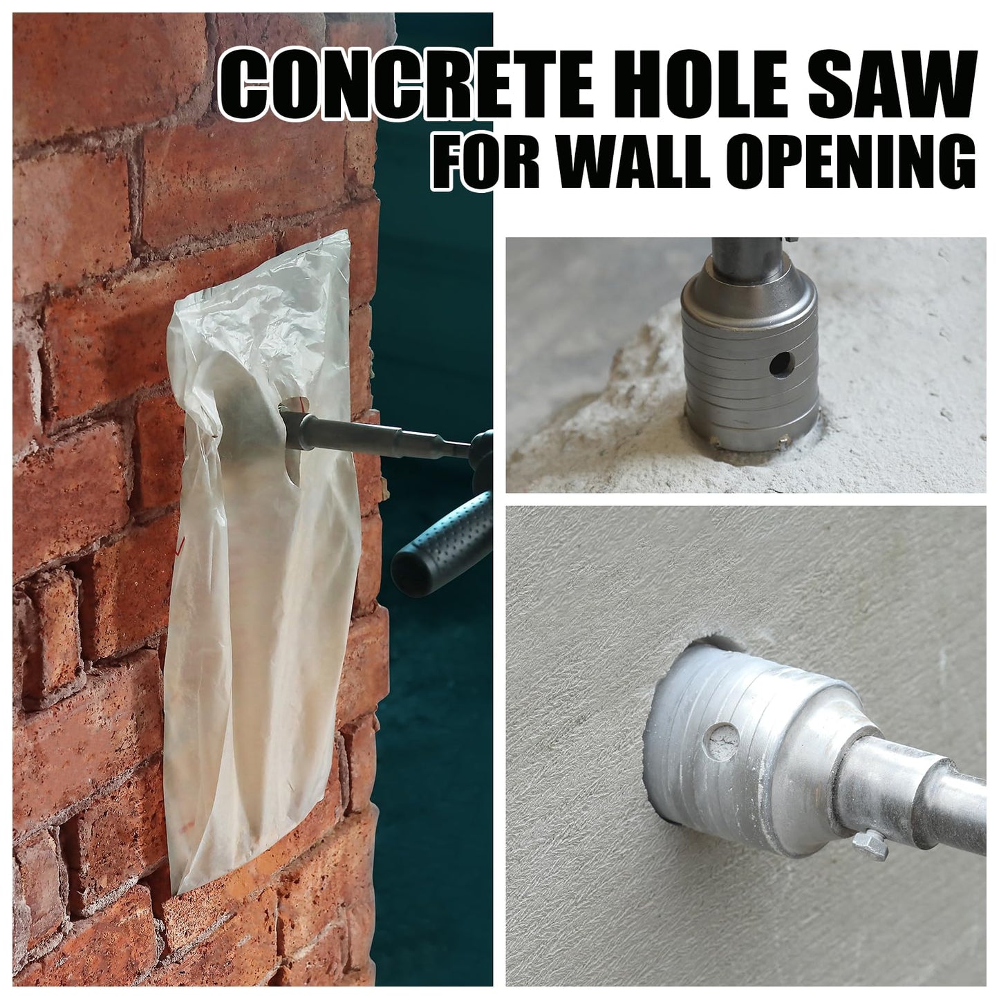 3 inch / 75mm Concrete Hole Saw with SDS Plus Shank Connecting Rod, 6.3mm Tungsten Carbide Tip for Concrete Cement Brick Wall