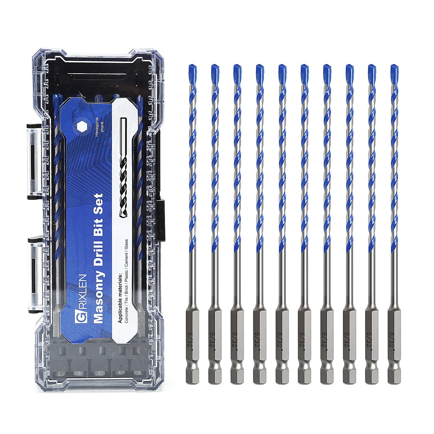 5 Pack 1/8 inch Masonry Drill Bit Set,Concrete Drill Bit Set with Hex Shank,Carbide Tip Drill Bits for Concrete, Cement, Tile,Brick, Plastic and Ceramic (1/8"（5 Pcs）)
