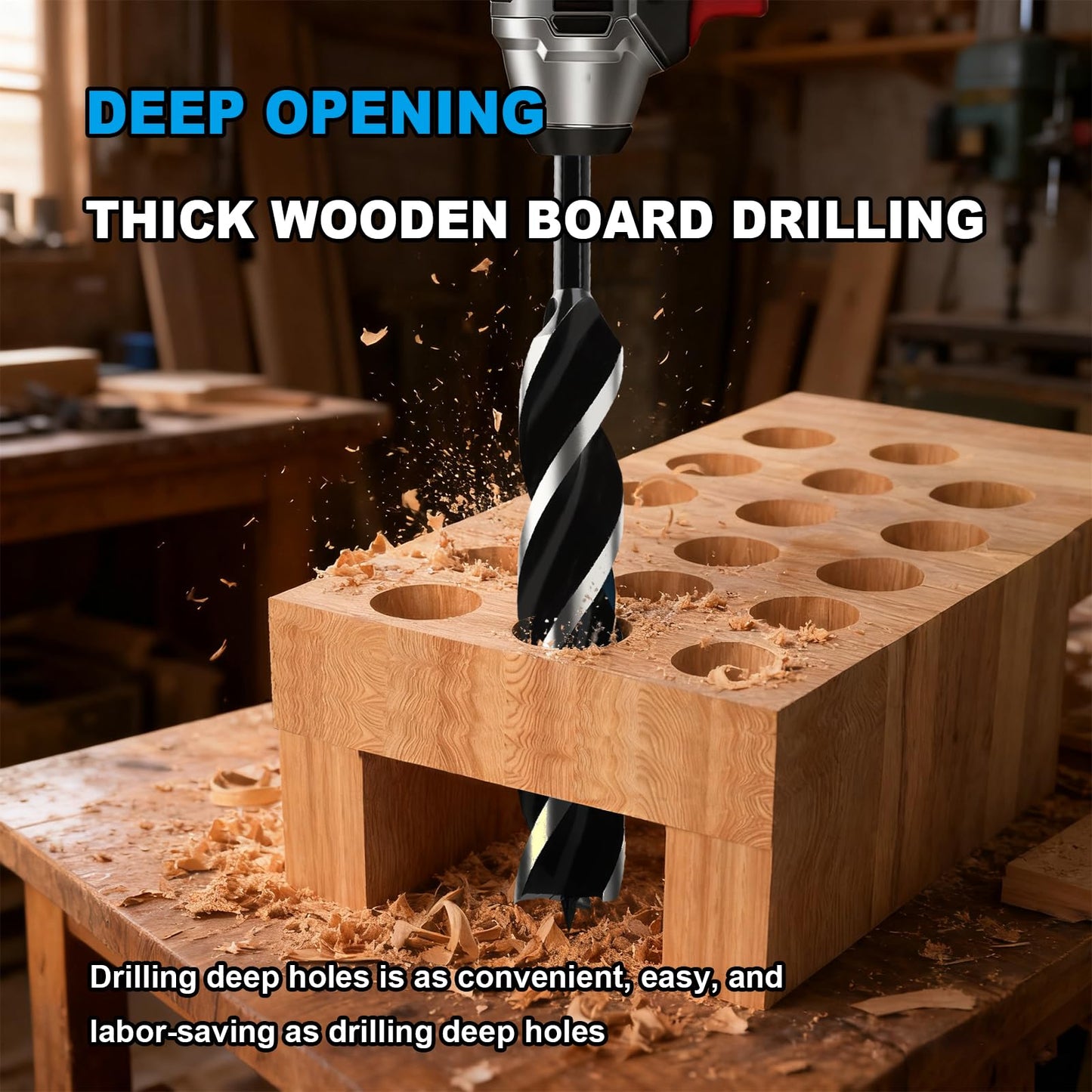 30mm x 300mm Holzbohrer mit SDS-Plus-Schaft, Schiffsschlangenbohrer mit Dreifachnut für Weich- und Hartholz, Baumstümpfe, Kunststoff, Trockenbau und Verbundwerkstoffe