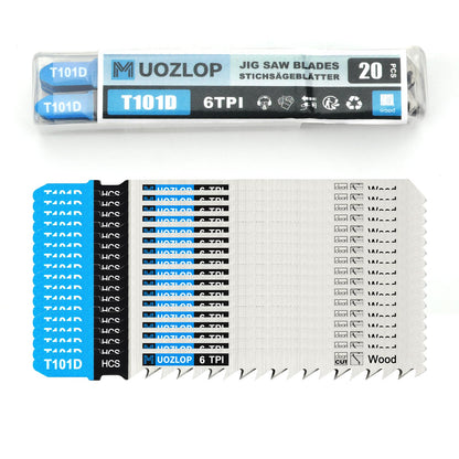 MUOZLOP 20tlg. Stichsägeblätter, 21TPI Stichsägeblätter mit Aufbewahrungsbox, T-Schaft Stichsägeblätter zum Metallschneiden (20tlg. T118A)
