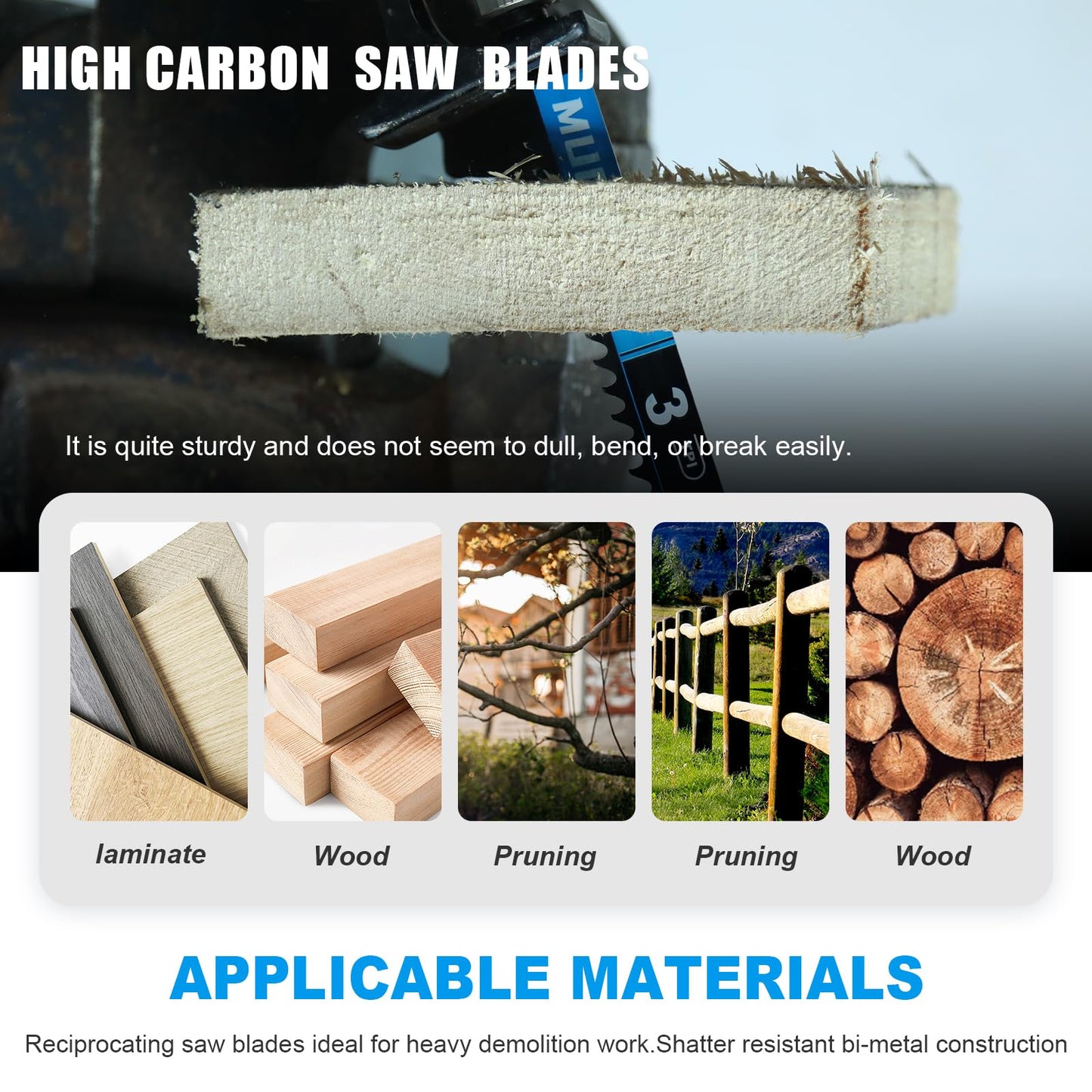 2 Pack 12 inch Reciprocating Saw Blades Set，3 TPI High Carbon Saw Blades for Wood Cutting ，Saw Blades with Organizer Case (2, 3T/12inch)