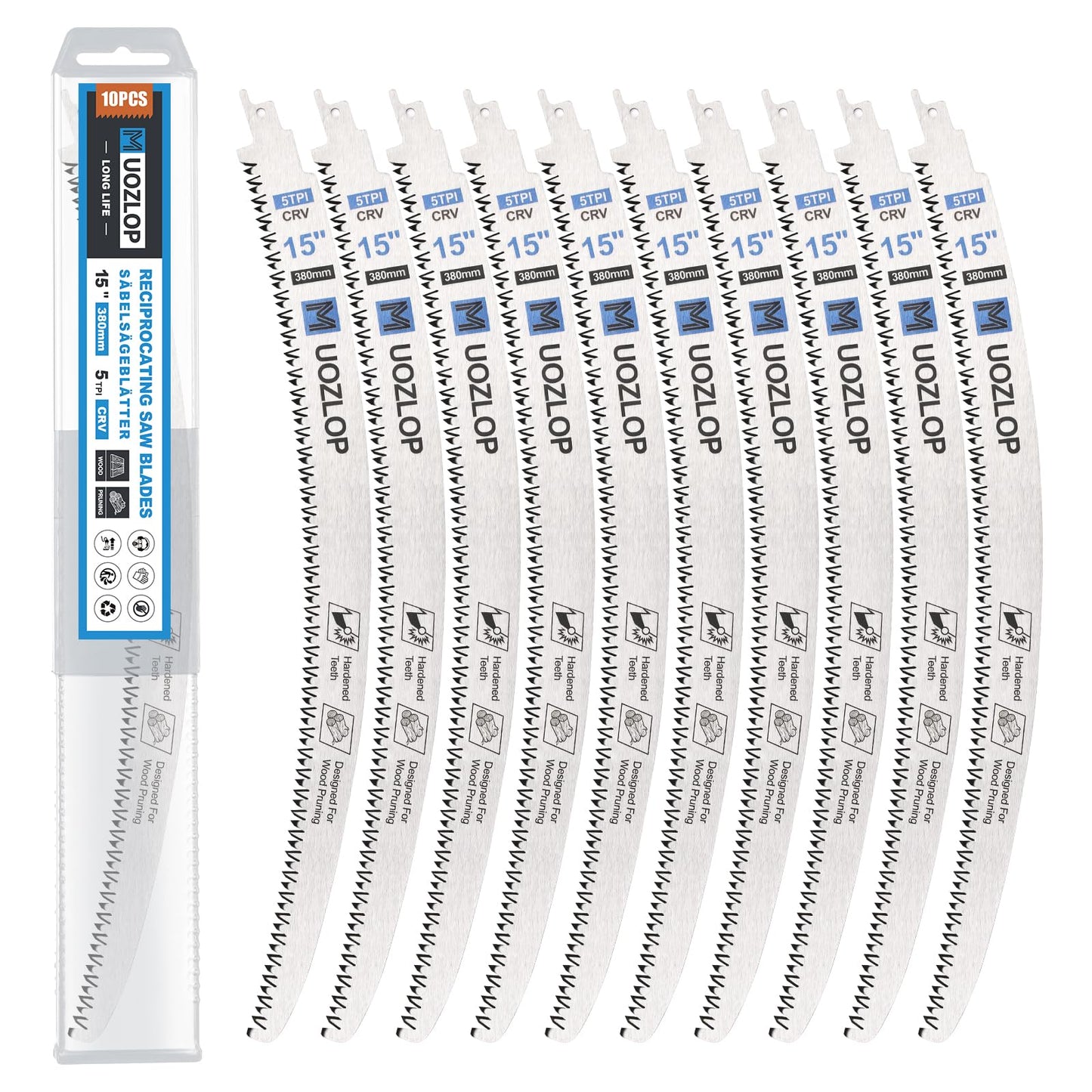 Wood Pruning Saw Blades, Japanese Teeth Reciprocating Saw Blade 5TPI for Tree Trimming, Wood Cutting with Storage Box (3, 1pcs12inch+1pcs15inch+1pcs16.5inch)