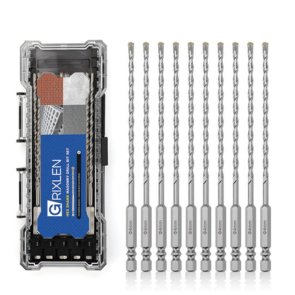 3er-Pack 1/4"(6mm) Sechskantschaft Hammerbohrer Steinbohrer, 110mm Länge Steinbohrer für Beton, Zement, Ziegel, Stein (3 Stück, 1/4" x 4.3" (6x110mm))