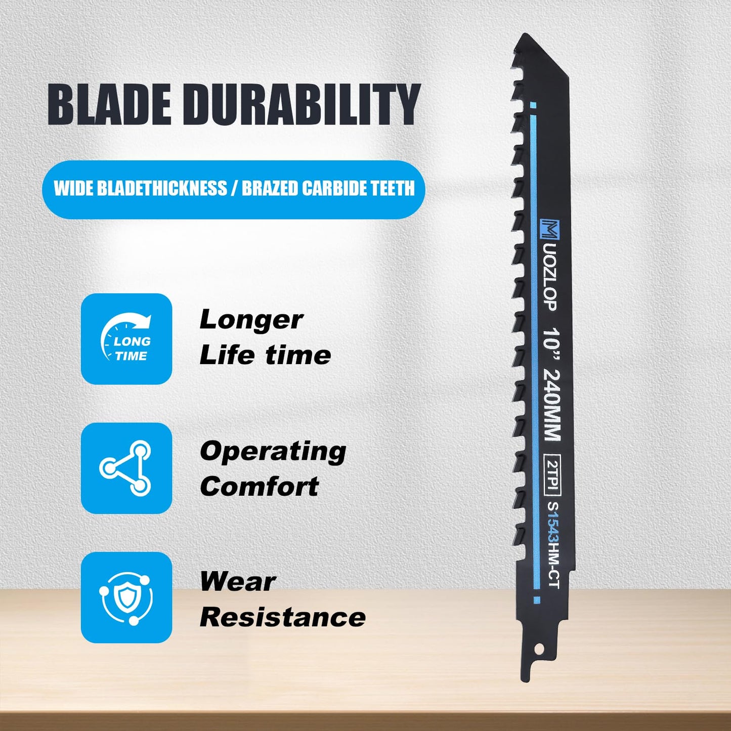 12 inch Masonry Reciprocating Saw Blades,2TPI Carbide Blade Strong teeths for Cutting Brick, Cement, Porous Concrete，3 Pack (3, 12 inch)