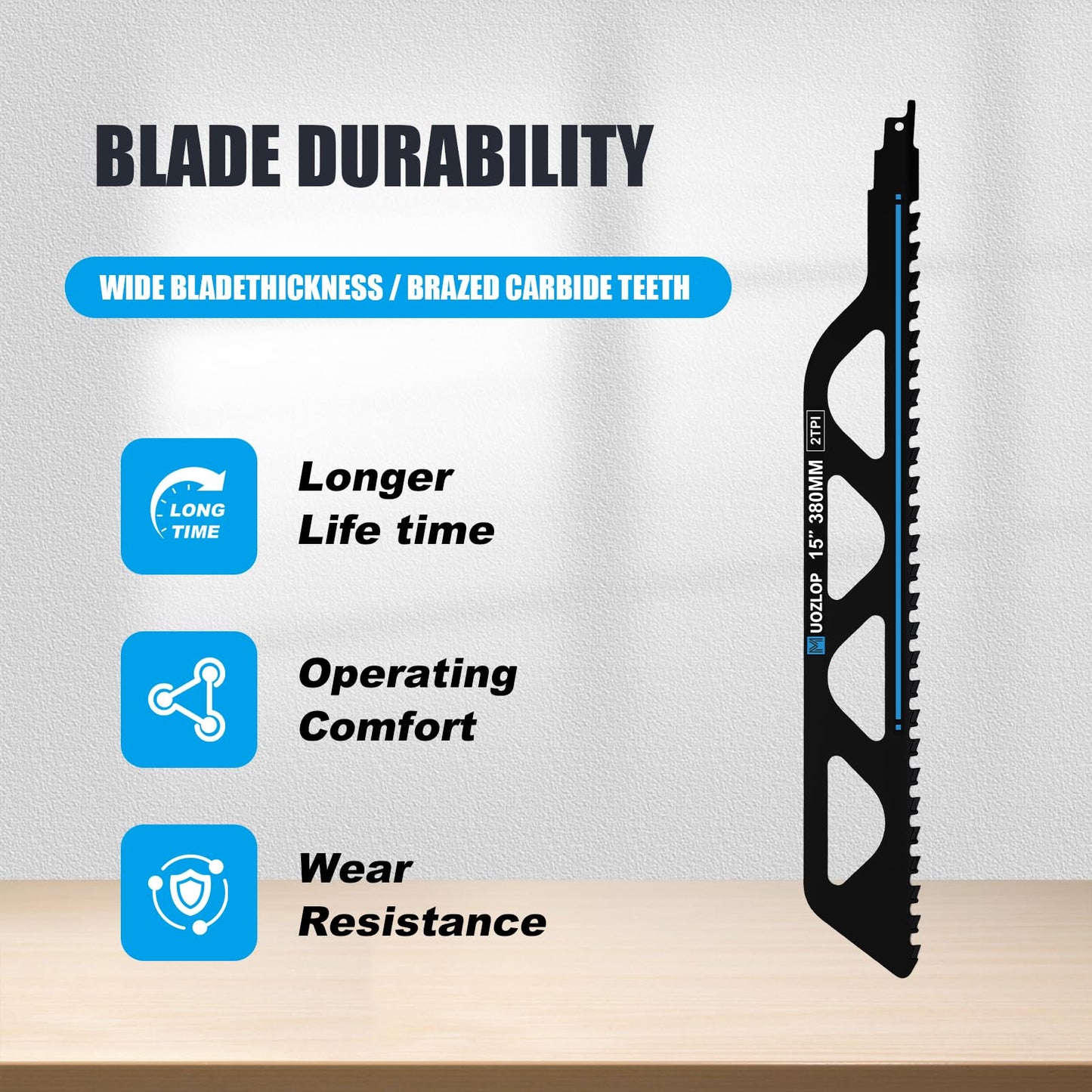 12 inch Masonry Reciprocating Saw Blades,2TPI Carbide Blade Strong teeths for Cutting Brick, Cement, Porous Concrete，3 Pack (3, 12 inch)