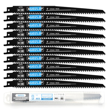 5er-Pack 9-Zoll-Säbelsägeblätter-Set, 6TPI-Sägeblätter aus Kohlenstoffstahl, Holzsägeblätter mit Organizer-Box (5, 6TPI/9 Zoll)
