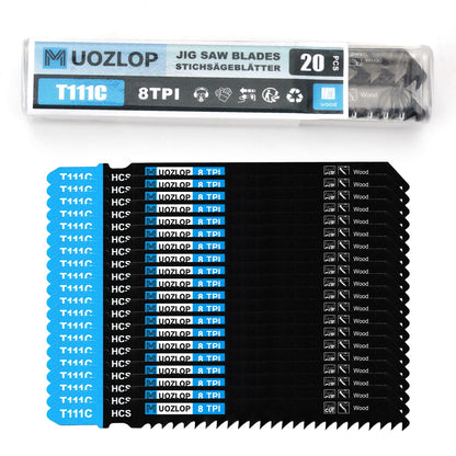 MUOZLOP 20tlg. Stichsägeblätter, 21TPI Stichsägeblätter mit Aufbewahrungsbox, T-Schaft Stichsägeblätter zum Metallschneiden (20tlg. T118A)