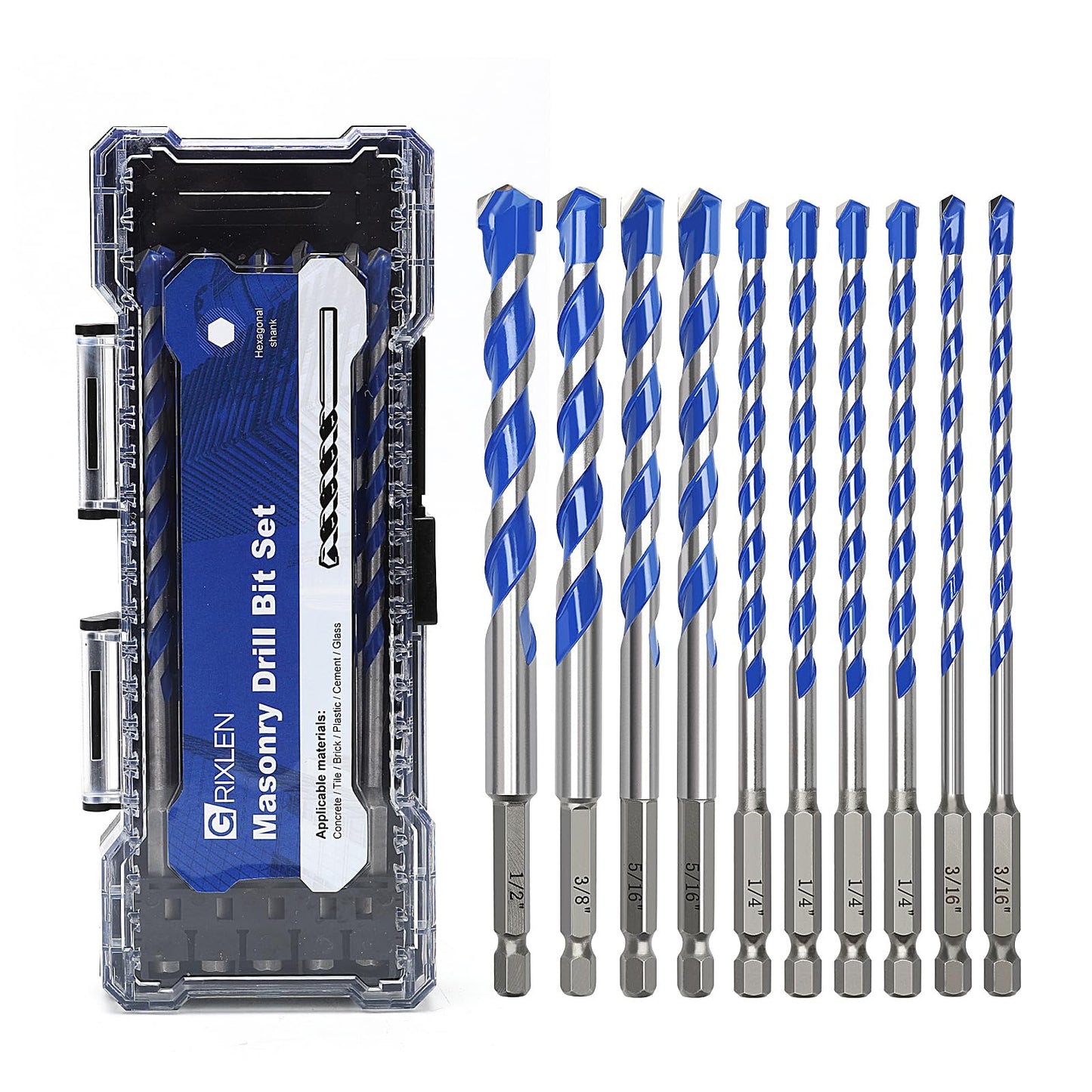 5 Pack 1/8 inch Masonry Drill Bit Set,Concrete Drill Bit Set with Hex Shank,Carbide Tip Drill Bits for Concrete, Cement, Tile,Brick, Plastic and Ceramic (1/8"（5 Pcs）)