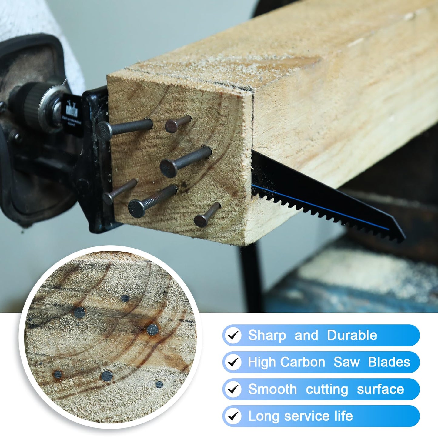 2 Pack 12 inch Reciprocating Saw Blades Set，3 TPI High Carbon Saw Blades for Wood Cutting ，Saw Blades with Organizer Case (2, 3T/12inch)