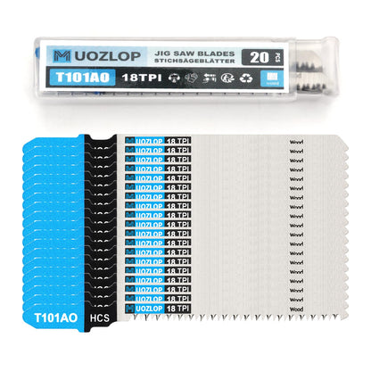 MUOZLOP 20tlg. Stichsägeblätter, 21TPI Stichsägeblätter mit Aufbewahrungsbox, T-Schaft Stichsägeblätter zum Metallschneiden (20tlg. T118A)