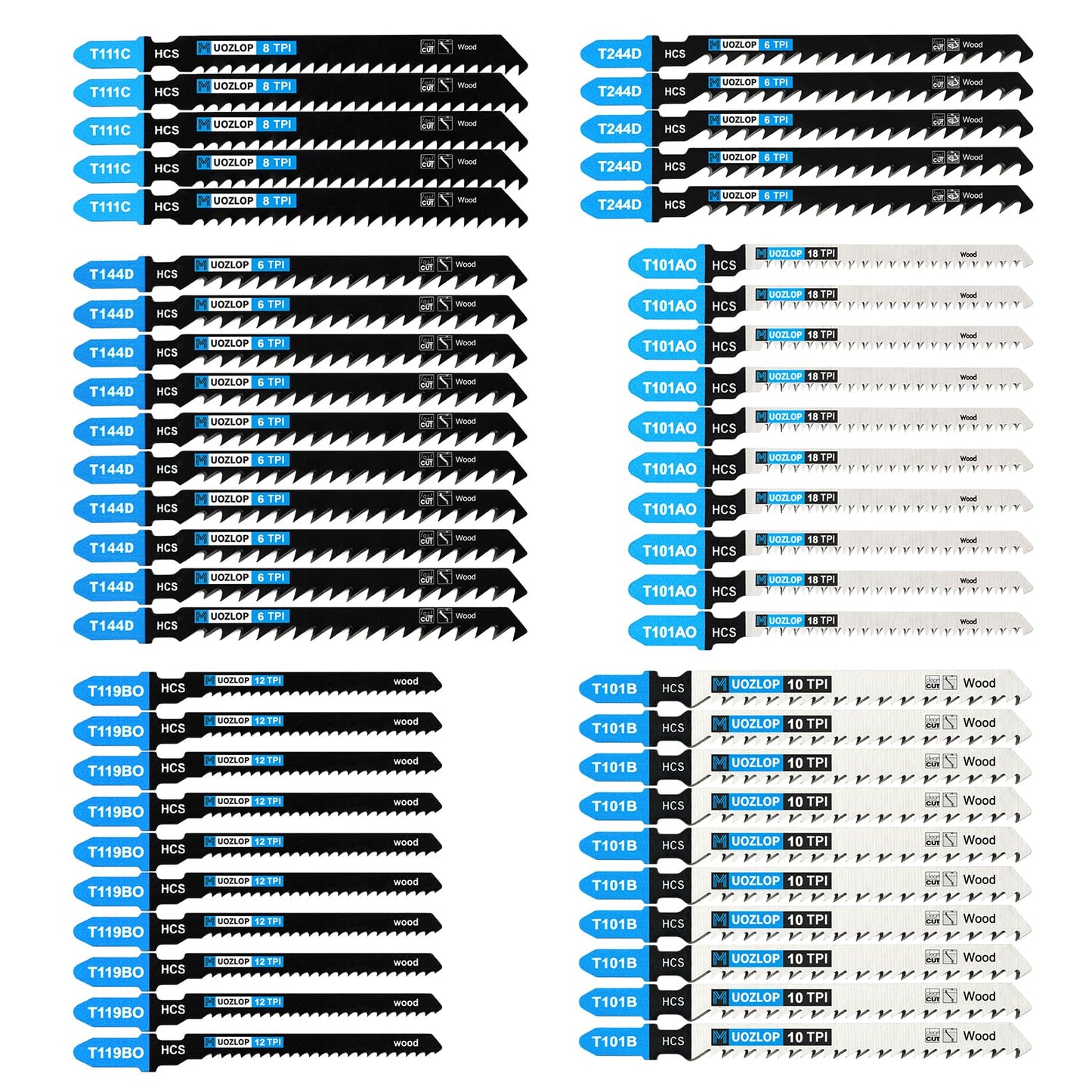 MUOZLOP20pcsT118A Jigsaw Blades，21TPI Jig Saw Blades with Storage Case,T-Shank jig Saw Blades for Metal Cutting (20pcsT118A)