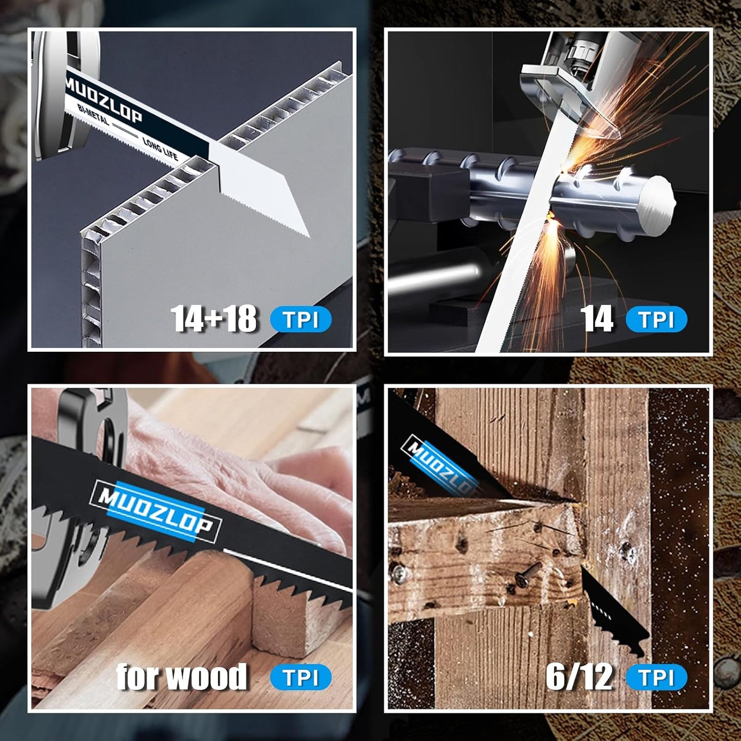 32 Pack Reciprocating Saw Blades Set， High Carbon Saw Blades，Metal and Woodcutting Saw Blades with Organizer Case (32 Pack)