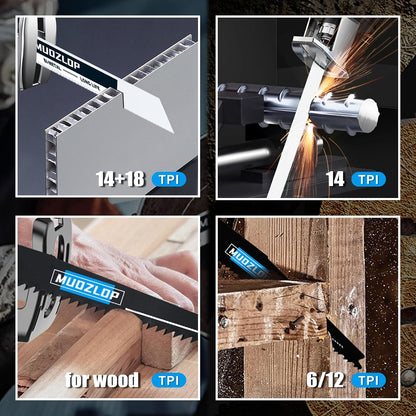 32er-Pack Säbelsägeblätter-Set, Sägeblätter mit hohem Kohlenstoffgehalt, Metall- und Holzsägeblätter mit Organizer-Koffer (32er-Pack)