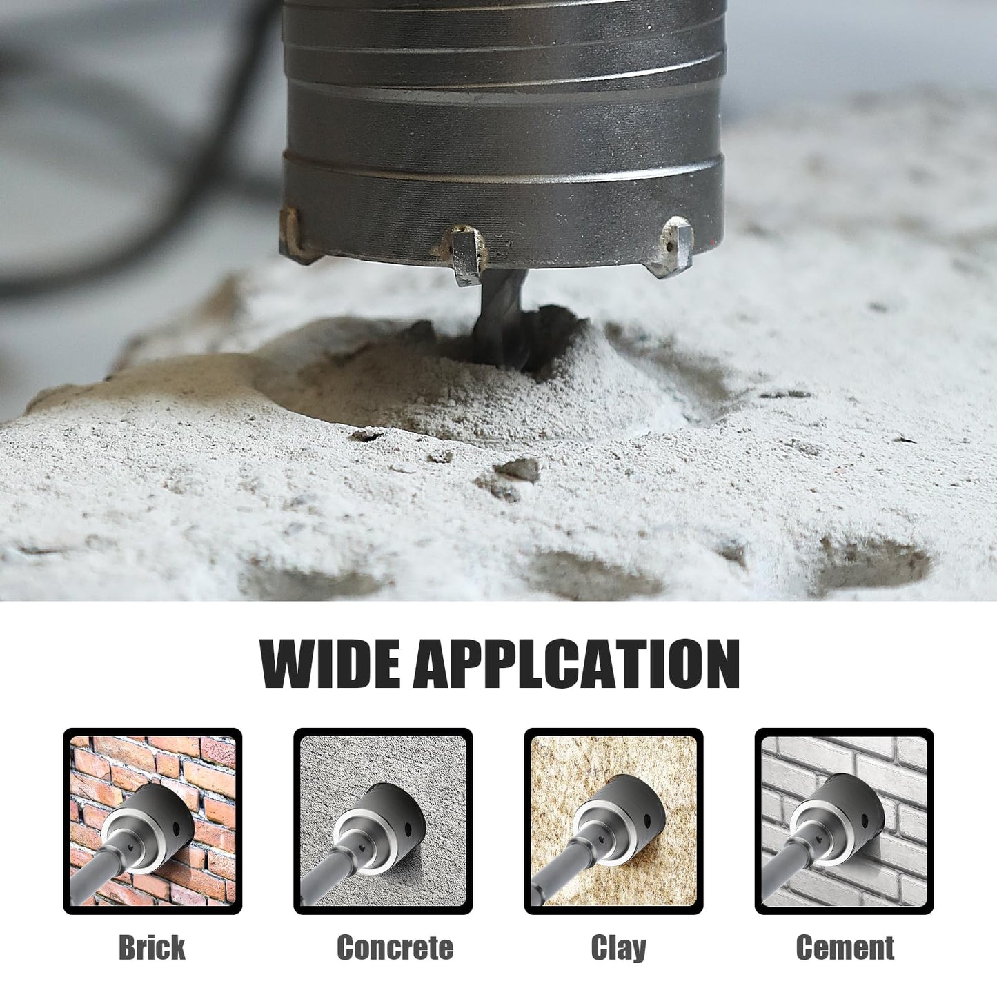 3 inch / 75mm Concrete Hole Saw with SDS Plus Shank Connecting Rod, 6.3mm Tungsten Carbide Tip for Concrete Cement Brick Wall