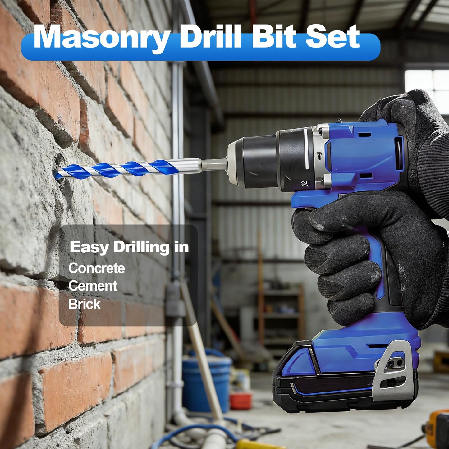 5 Pack 5/32" Masonry Drill Bit Set,Concrete Drill Bit Set,Concrete Drill Bits for Concrete, Tile,Brick, Cement,Glass (Hex Shank, 5/32 inch（ 5 Pack ）)