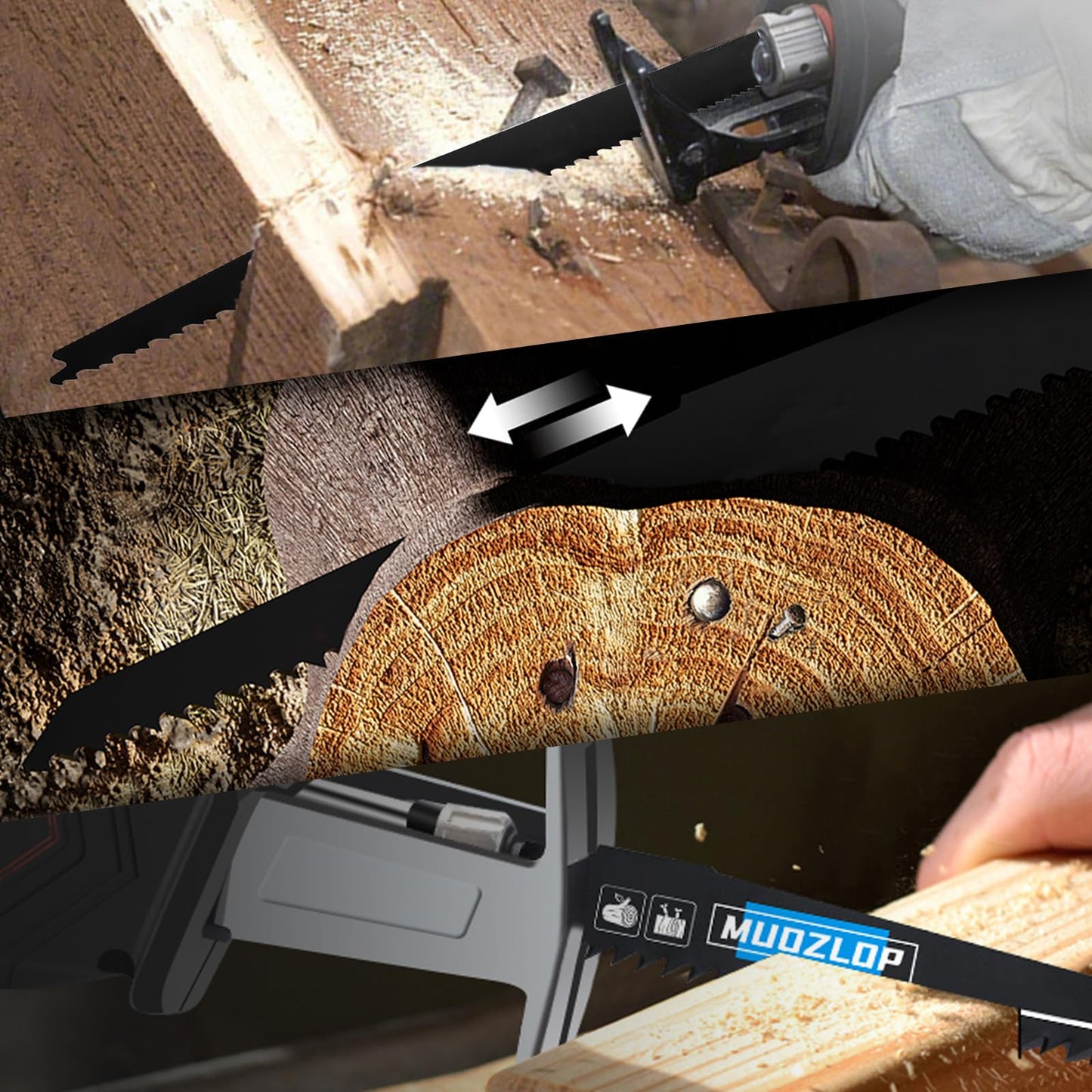 5 Pack 9 inch Reciprocating Saw Blades Set, 6TPI High Carbon Saw Blades, Woodcutting Saw Blades with Organizer Case (5, 6TPI/9 inch)