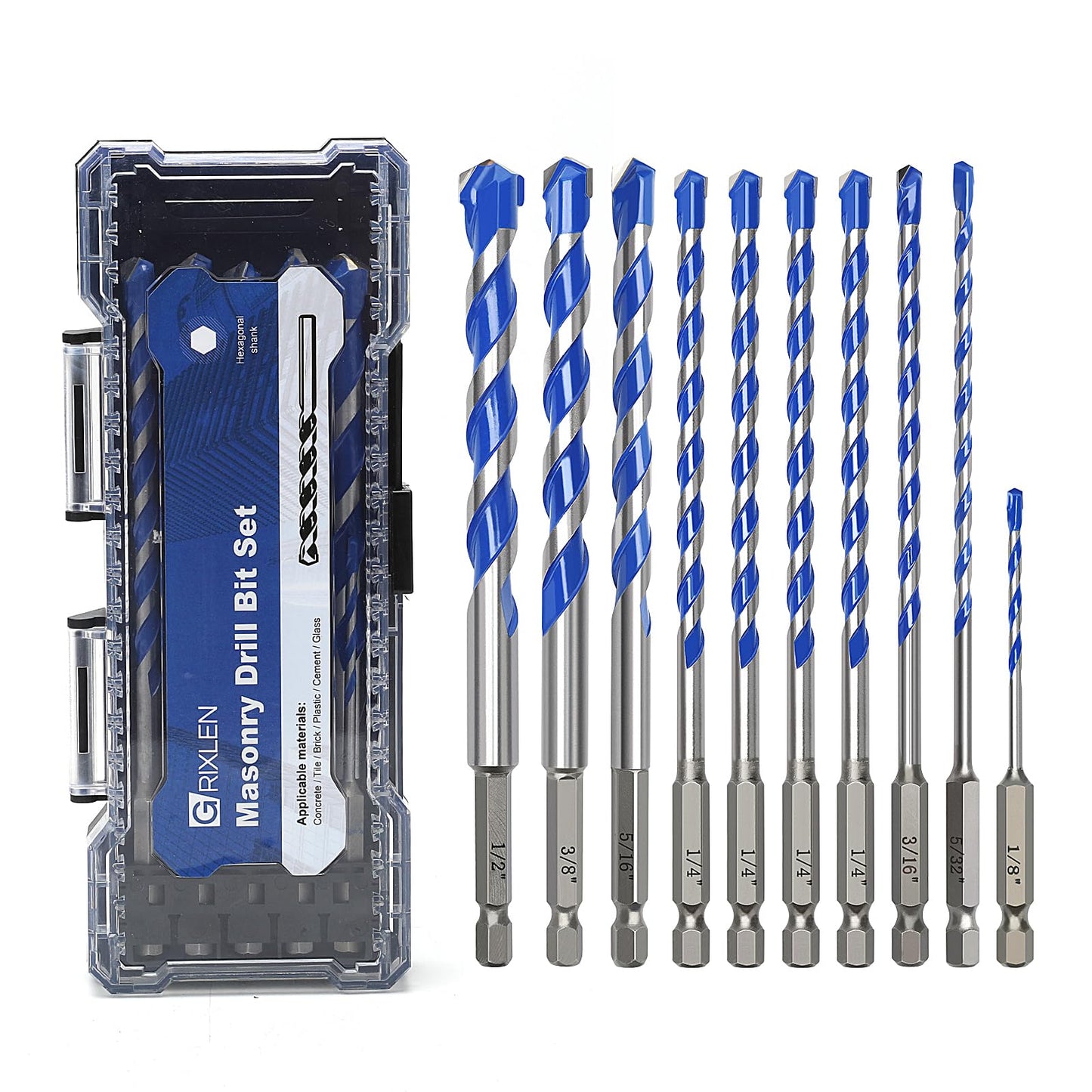 5 Pack 1/8 inch Masonry Drill Bit Set,Concrete Drill Bit Set with Hex Shank,Carbide Tip Drill Bits for Concrete, Cement, Tile,Brick, Plastic and Ceramic (1/8"（5 Pcs）)