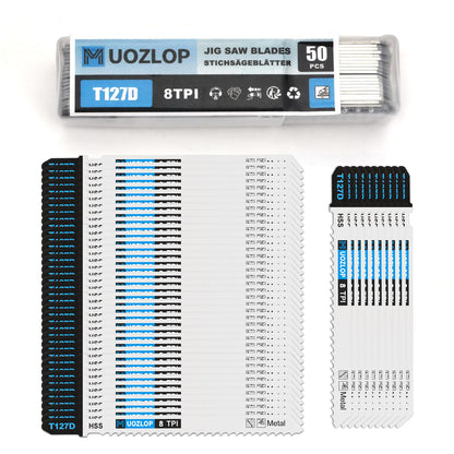 MUOZLOP 20tlg. Stichsägeblätter, 21TPI Stichsägeblätter mit Aufbewahrungsbox, T-Schaft Stichsägeblätter zum Metallschneiden (20tlg. T118A)