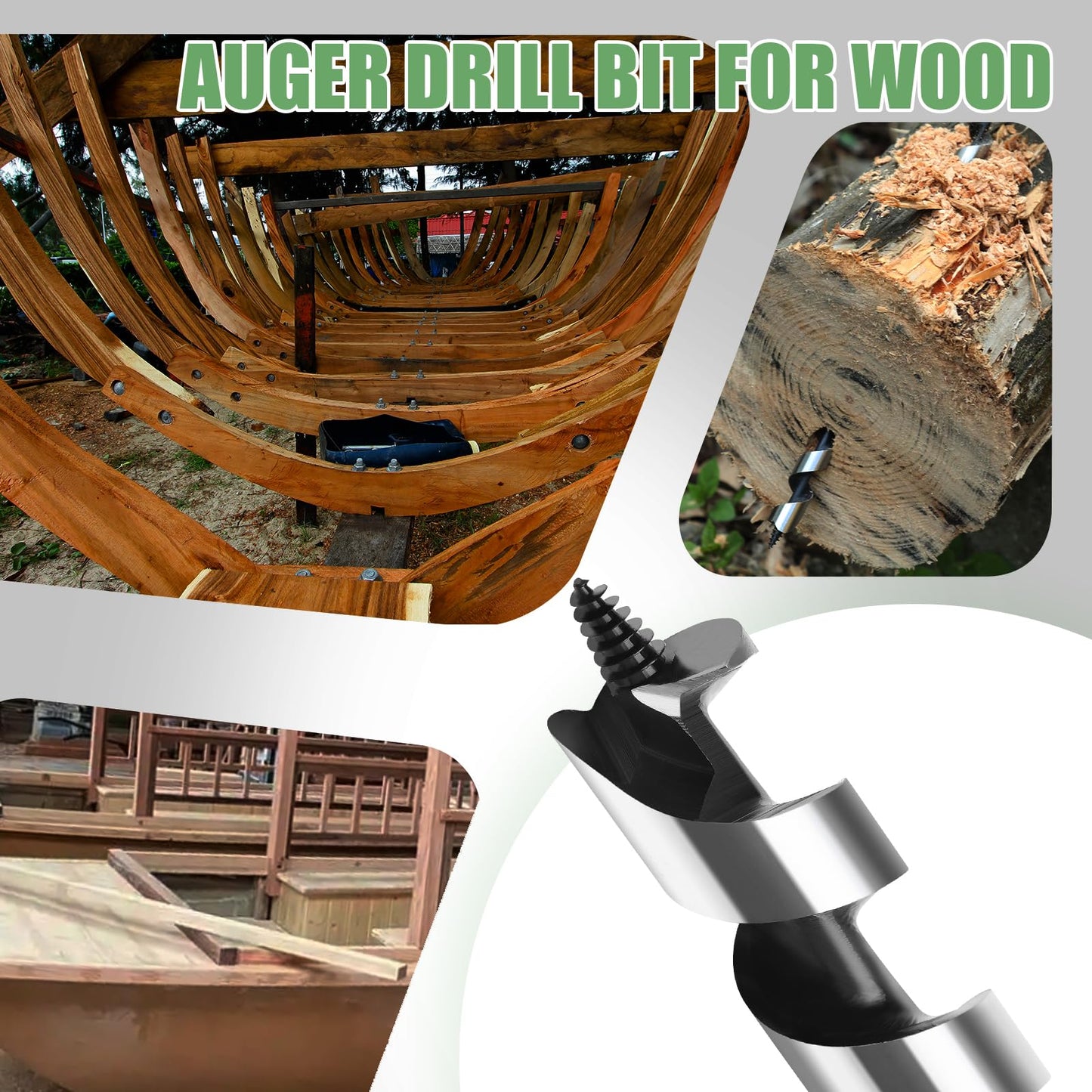 11/16 x 18 inch Auger Drill Bit for Wood, 18mm, 2 Flute, Hex Shank, Perfect for Woodworking and DIY Projects