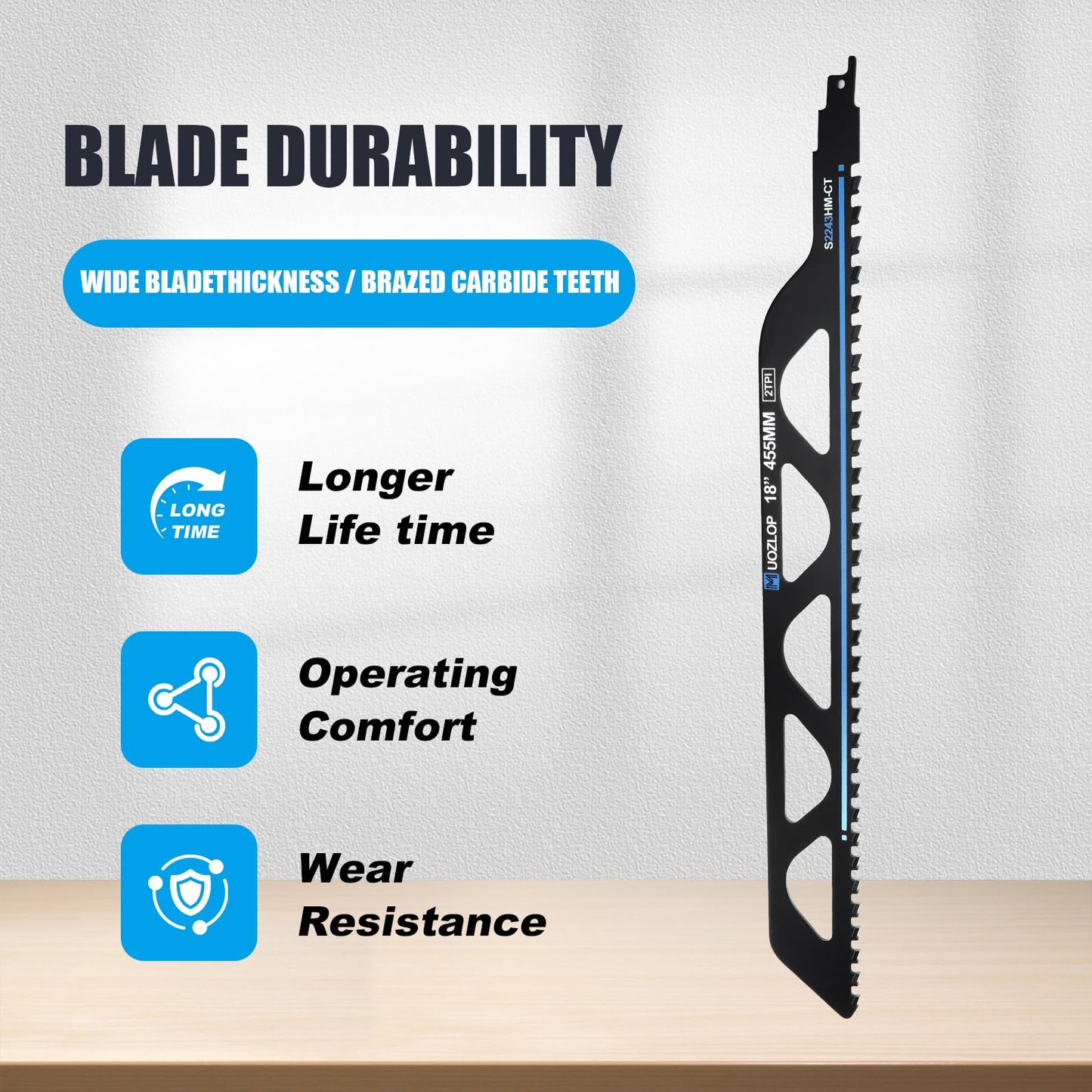 12 inch Masonry Reciprocating Saw Blades,2TPI Carbide Blade Strong teeths for Cutting Brick, Cement, Porous Concrete，3 Pack (3, 12 inch)