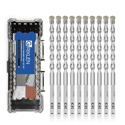 3er-Pack 1/4"(6mm) Sechskantschaft Hammerbohrer Steinbohrer, 110mm Länge Steinbohrer für Beton, Zement, Ziegel, Stein (3 Stück, 1/4" x 4.3" (6x110mm))