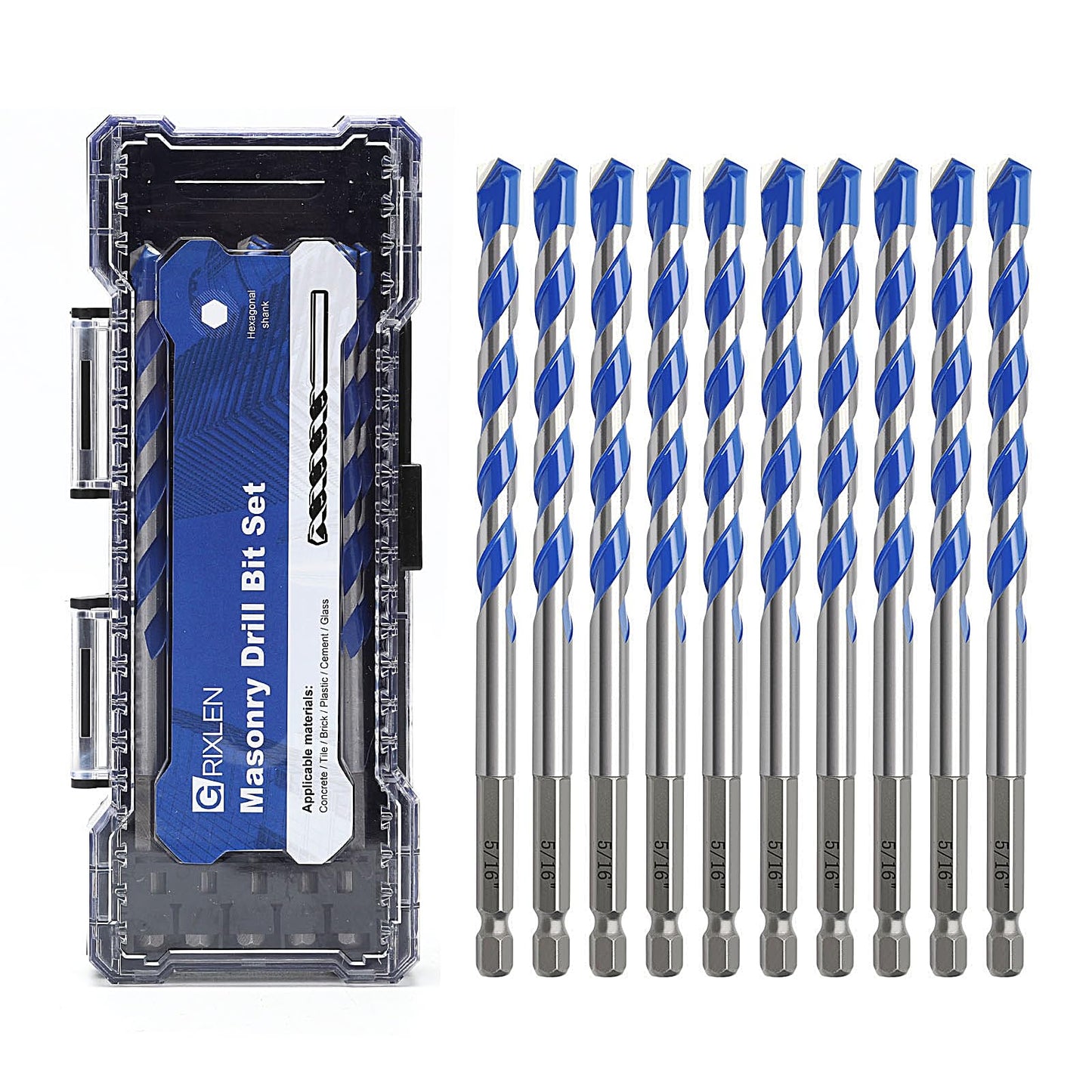 5 Pack 1/8 inch Masonry Drill Bit Set,Concrete Drill Bit Set with Hex Shank,Carbide Tip Drill Bits for Concrete, Cement, Tile,Brick, Plastic and Ceramic (1/8"（5 Pcs）)