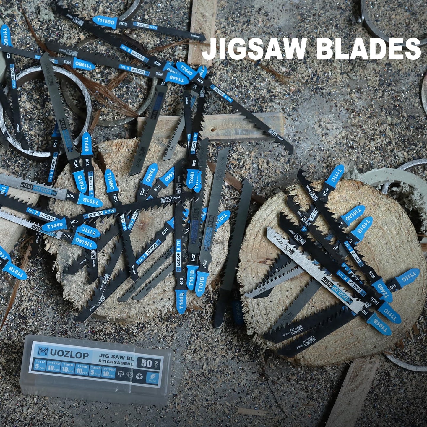 MUOZLOP20pcsT118A Jigsaw Blades，21TPI Jig Saw Blades with Storage Case,T-Shank jig Saw Blades for Metal Cutting (20pcsT118A)
